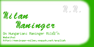 milan maninger business card